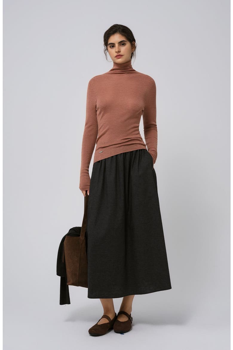 Ossa Knitted Hemp Turtleneck, Alternate, color, mocha mousse