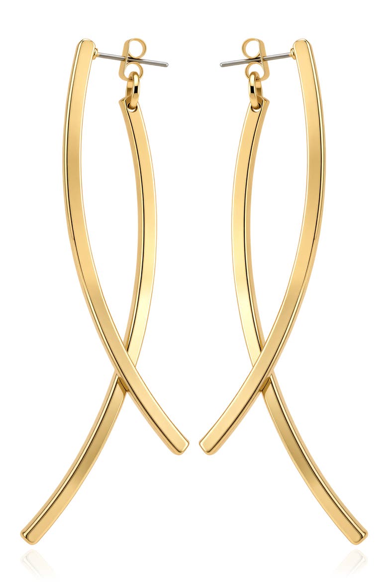 Interlocking Curve Drop Earrings, Alternate, color, GOLD TONE