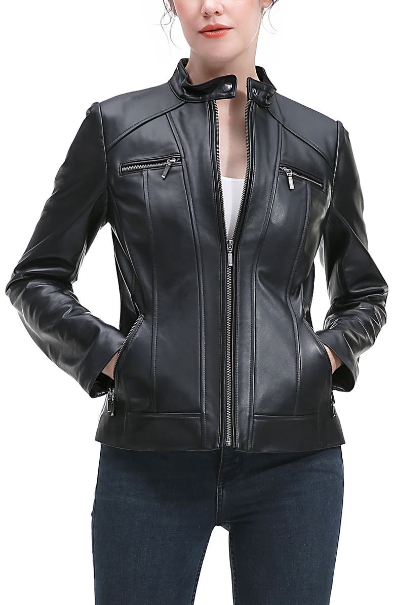 Kimi & Kai Ana Leather Moto Jacket, Alternate, color, Black