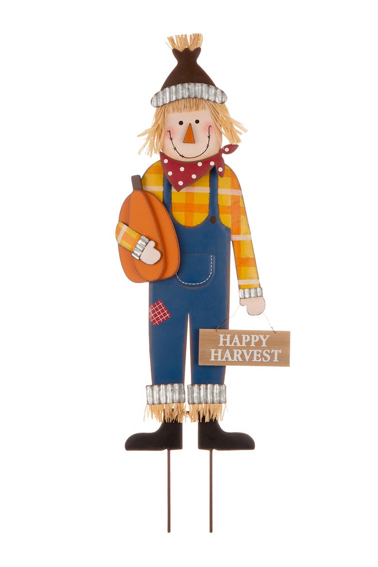 Fall Metal Scarecrow Yard Stake or Standing or Hanging Sign, Main, color, Blue