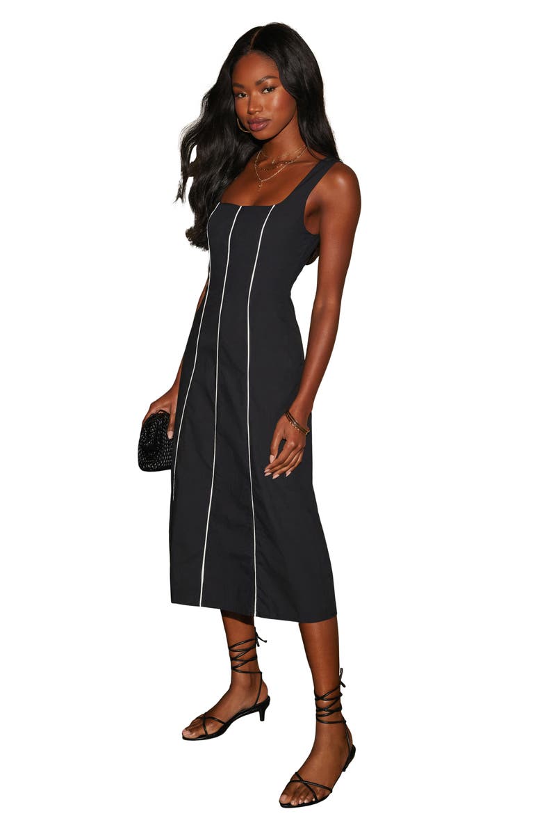 VICI Collection Solange Contrast Piping Cotton Midi Dress, Alternate, color,