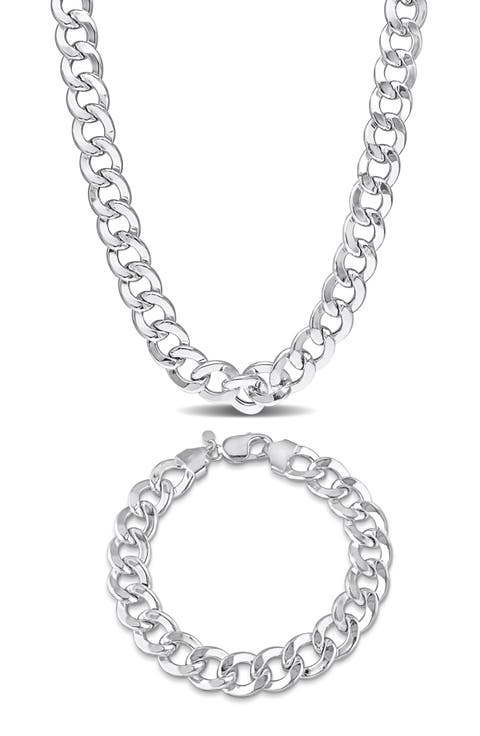 Men's Curb Chain Necklace & Bracelet Set