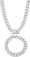 DELMAR Men's Curb Chain Necklace & Bracelet Set