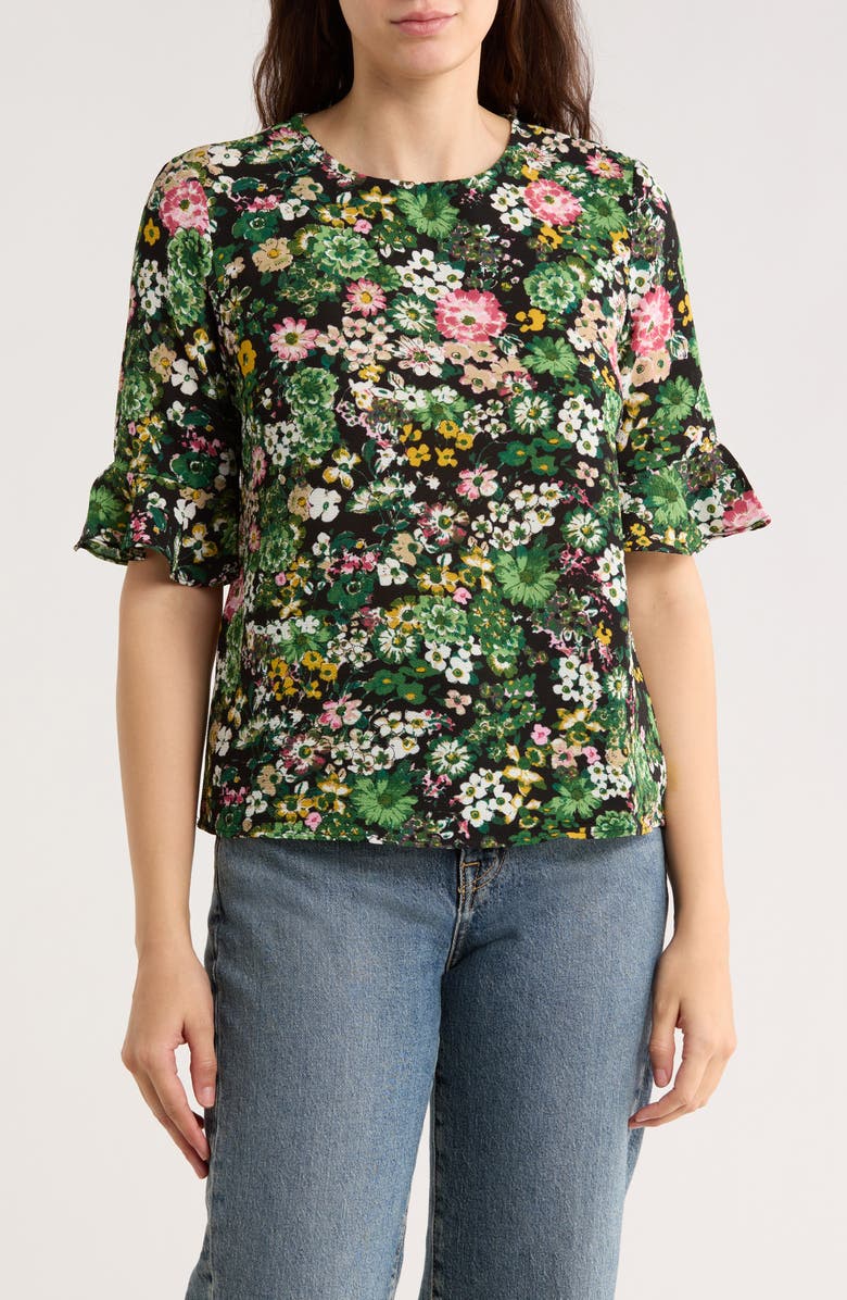 CeCe Ruffle Sleeve Top, Main, color, Green