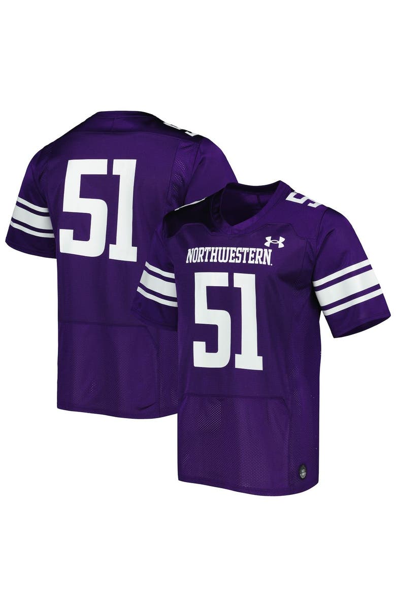 Under Armour Men's Under Armour #51 Purple Northwestern Wildcats Team Wordmark Replica Football Jersey, Alternate, color, 