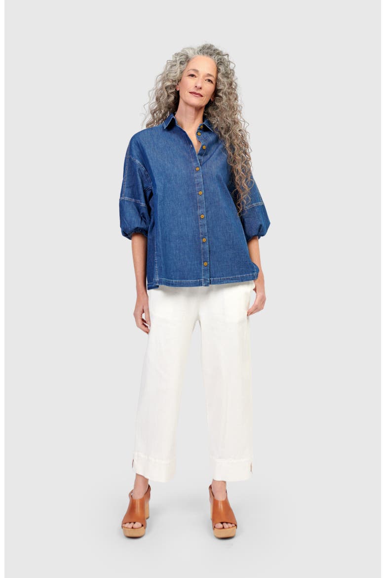 Pippa Relaxed Blouse, Alternate, color, Denim