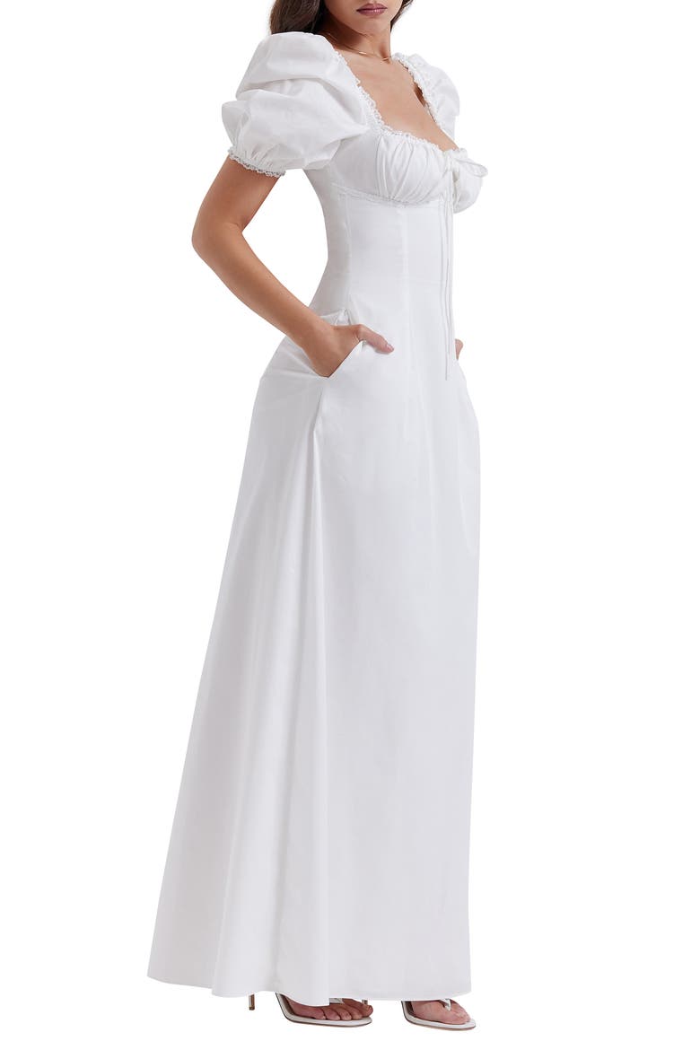 Felizia Floral Puff Sleeve Maxi Dress, Alternate, color, WHITE