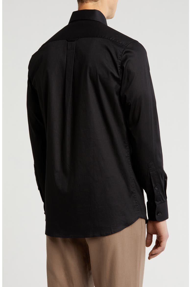 Modern Fit Stretch Cotton Dress Shirt, Alternate, color, BLACK