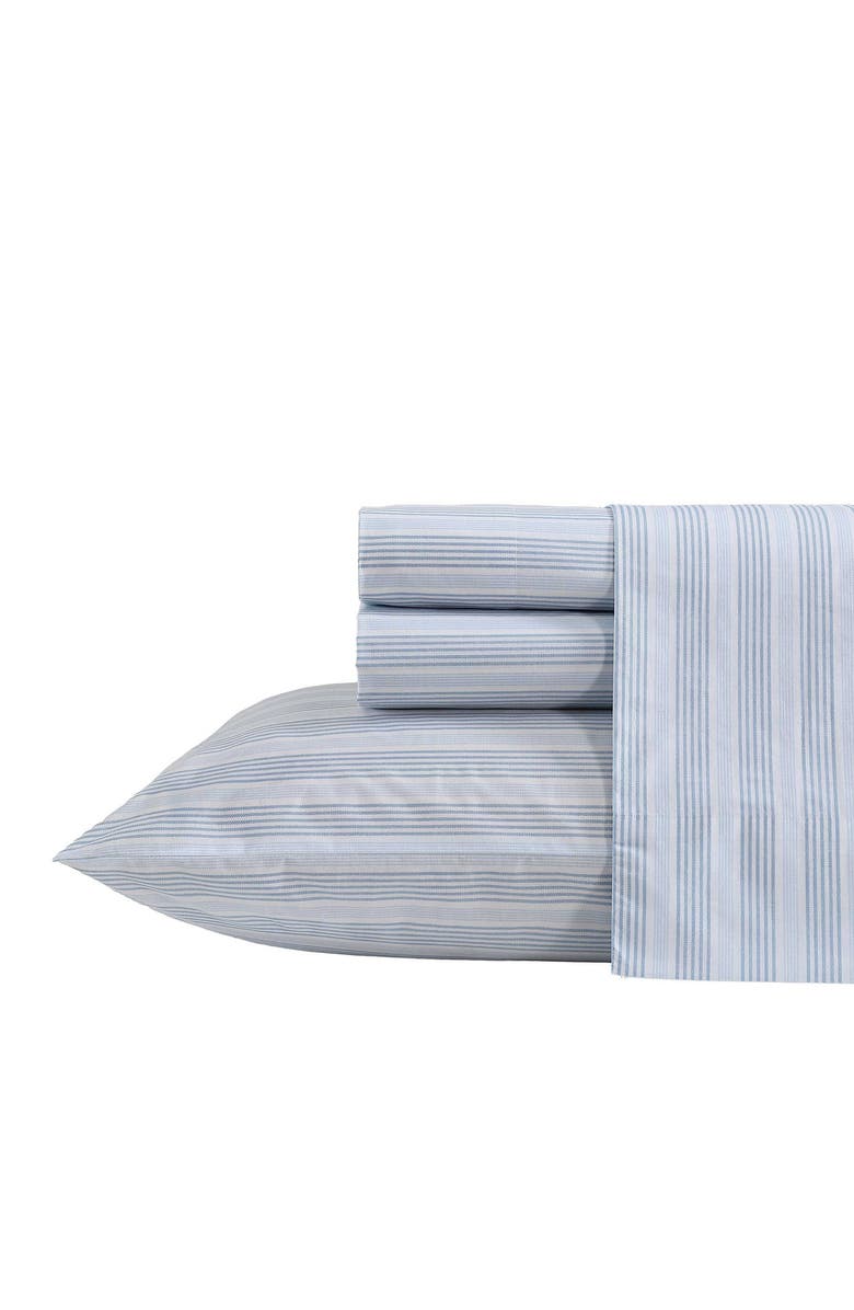 Nautica Tayleur Stripe 200 Thread Count Cotton Percale Sheet Set, Main, color, Blue