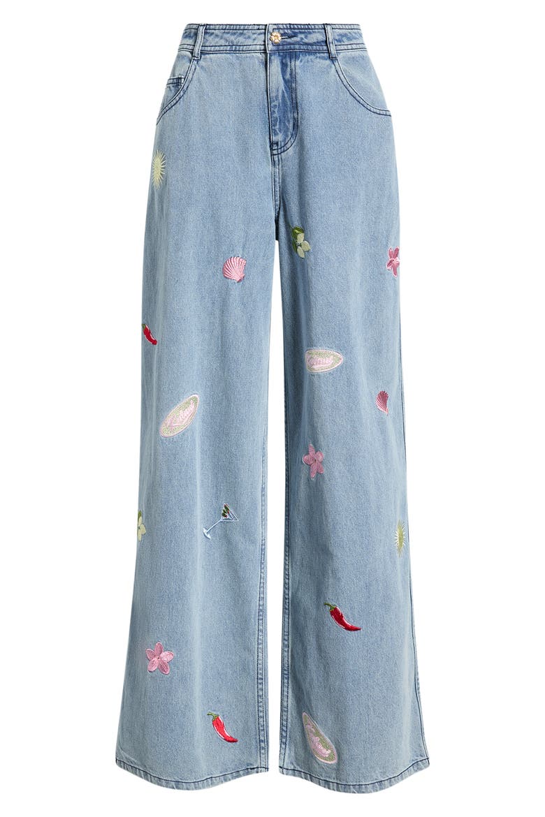 Sunshine Springs Embroidered Wide Leg Jeans, Alternate, color, SUNSHINE SPRINGS