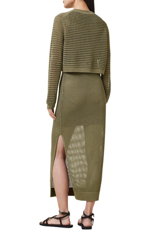 Allsaints Womens Miro Long-sleeve Knitted Maxi Dress Fir Green In Fir Green