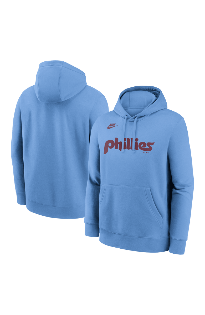 Nike Men's Nike Light Blue Philadelphia Phillies Cooperstown Collection Wordmark Club Hoodie, Main, color, Light Blue