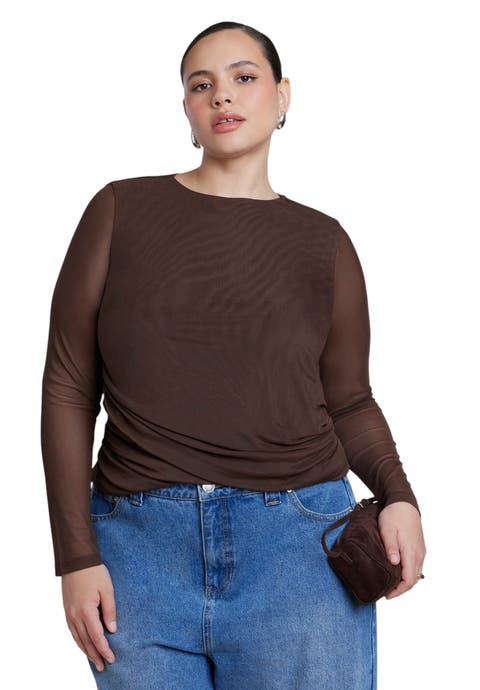 Mesh Draped Waist Top (plus)