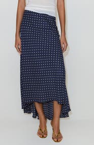 MANGO Flippy Polka Dot High-Low Skirt