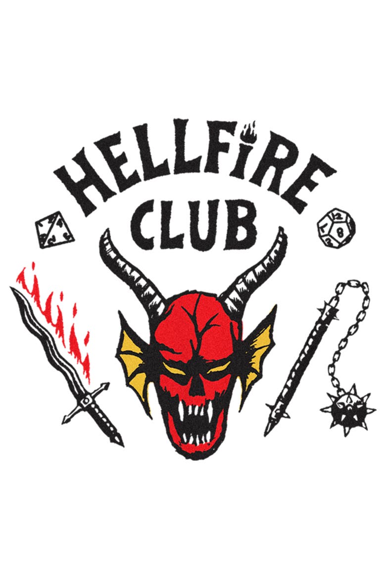 Boy's Stranger Things Welcome to the Hellfire Club  Graphic T-Shirt, Alternate, color, White