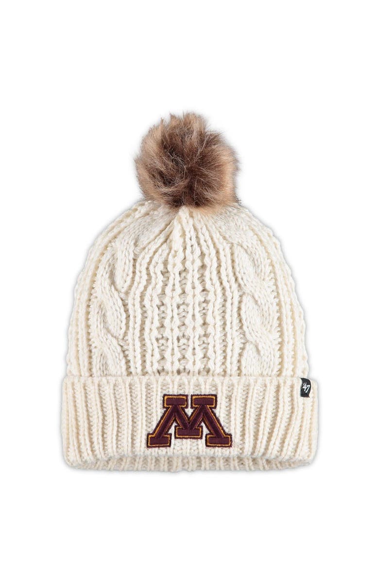 '47 Women's '47 White Minnesota Golden Gophers Logo Cuffed Knit Hat with Pom, Main, color,