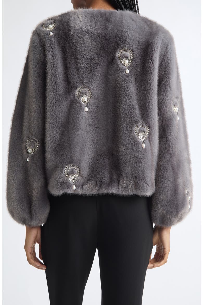 Pearl Drop Faux Fur Jacket, Alternate, color, CITY SKYLINE