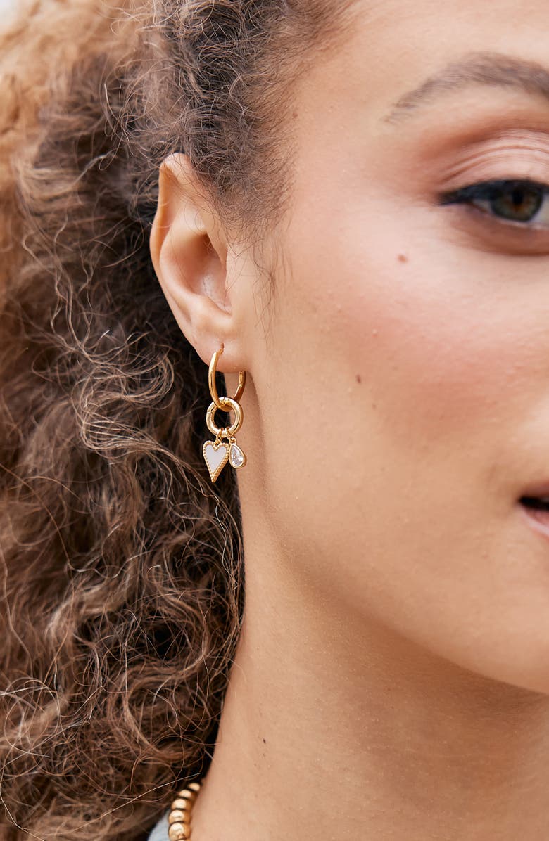 Brook and York Maddie Heart Charm Hoops, Alternate, color, Gold