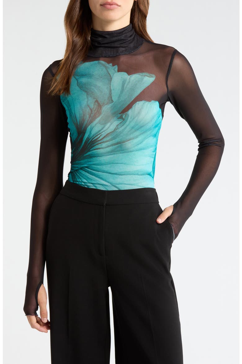 amu【新品未開封】MEER. NECK SLIT SHEER TOPS AFRM Zadie Mock Neck Printed Mesh Top (Women) | Nordstrom