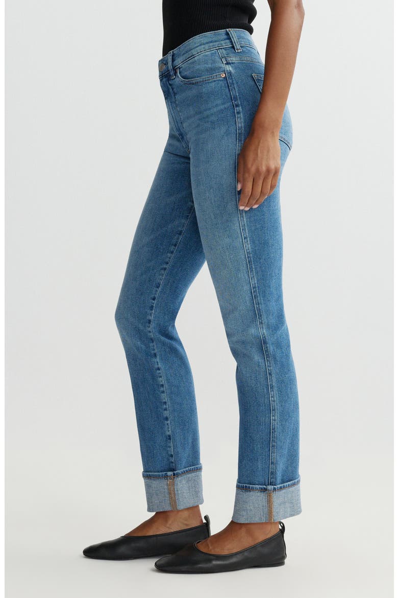 Halle Straight High Waist Instasculpt™ Cuff Jeans, Alternate, color, SPRING CREEK CUFFED