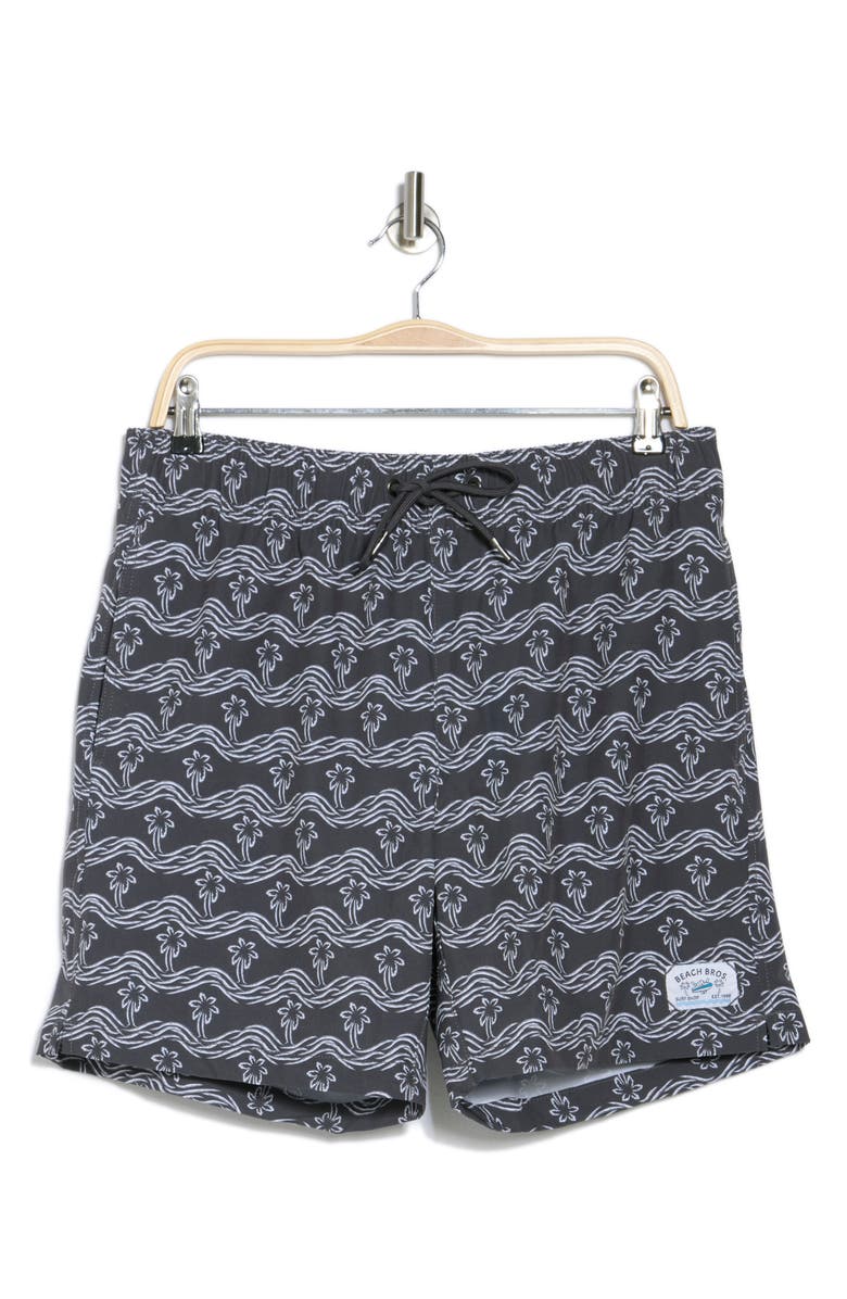 BEACH BROS Brush Palm Waves Swim Trunks, Alternate, color,