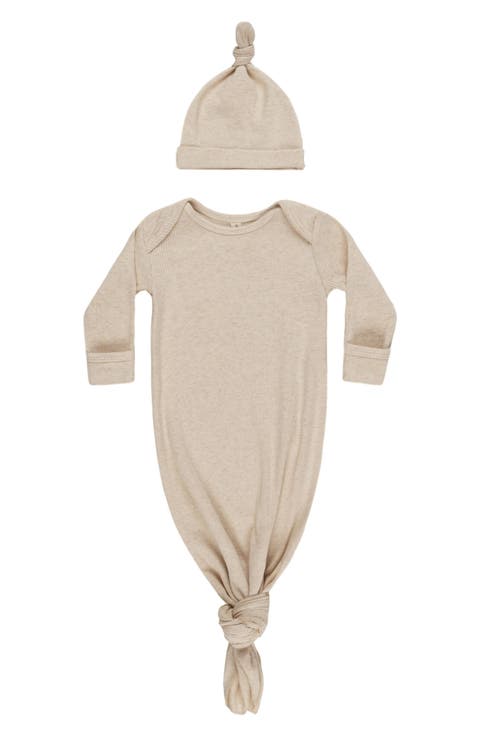 Knotted Baby Gown & Hat Set
