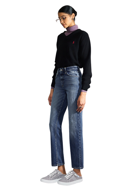 Kancan Premier Dorothea Premier High Rise Straight Jeans In Medium Wash