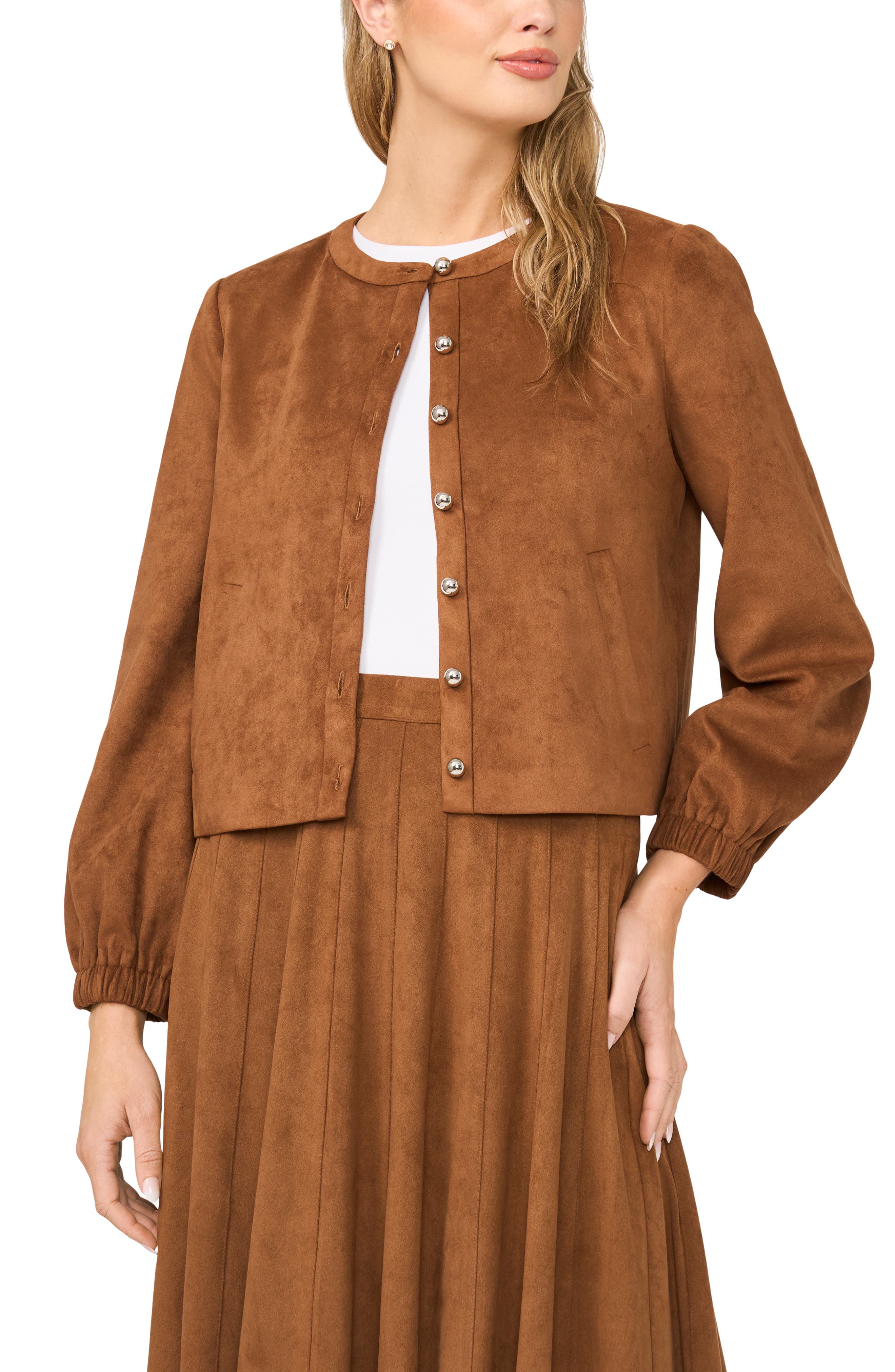 Halogenr Halogen(r) Faux Suede Jacket In Tobacco Brown