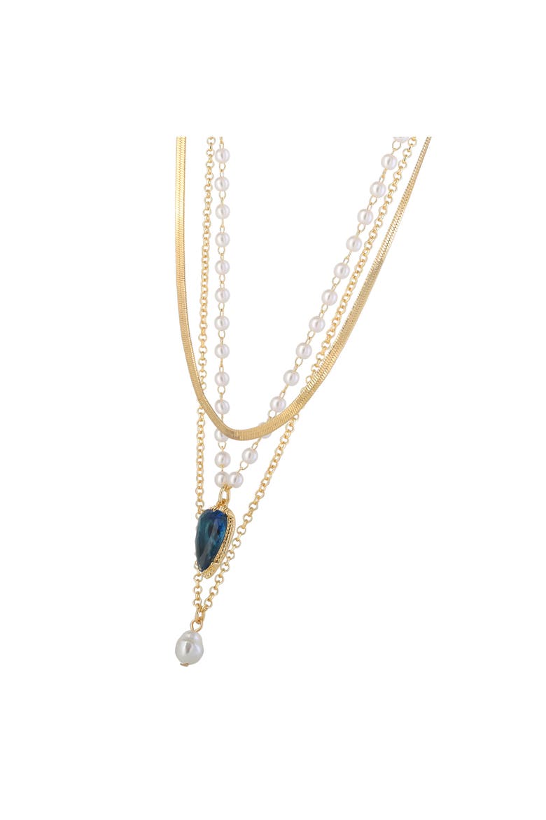 Pearl Earrings and Gold Necklaces Jewelry Set, 4-Piece, Alternate, color, Gold-Tone