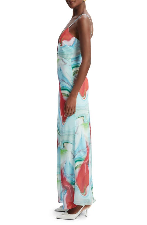 Bardot Suri Plunge Maxi Slipdress In Blue Tie Dye