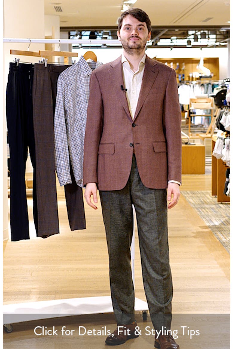 Kei Trim Fit Light Red Wool & Silk Blend Herringbone Sport Coat video