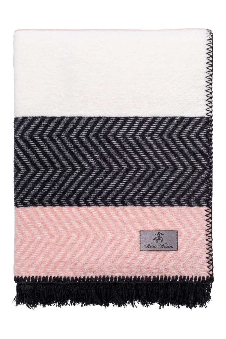Herringbone Stripe Throw Blanket, Main, color, BLUSH