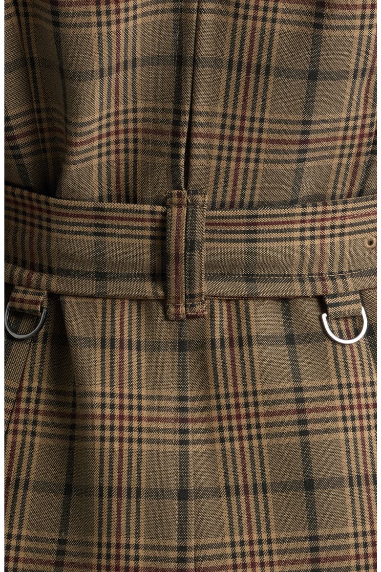 Single Breasted Trench Coat with Removable Hood, Alternate, color, BROWN PLAID
