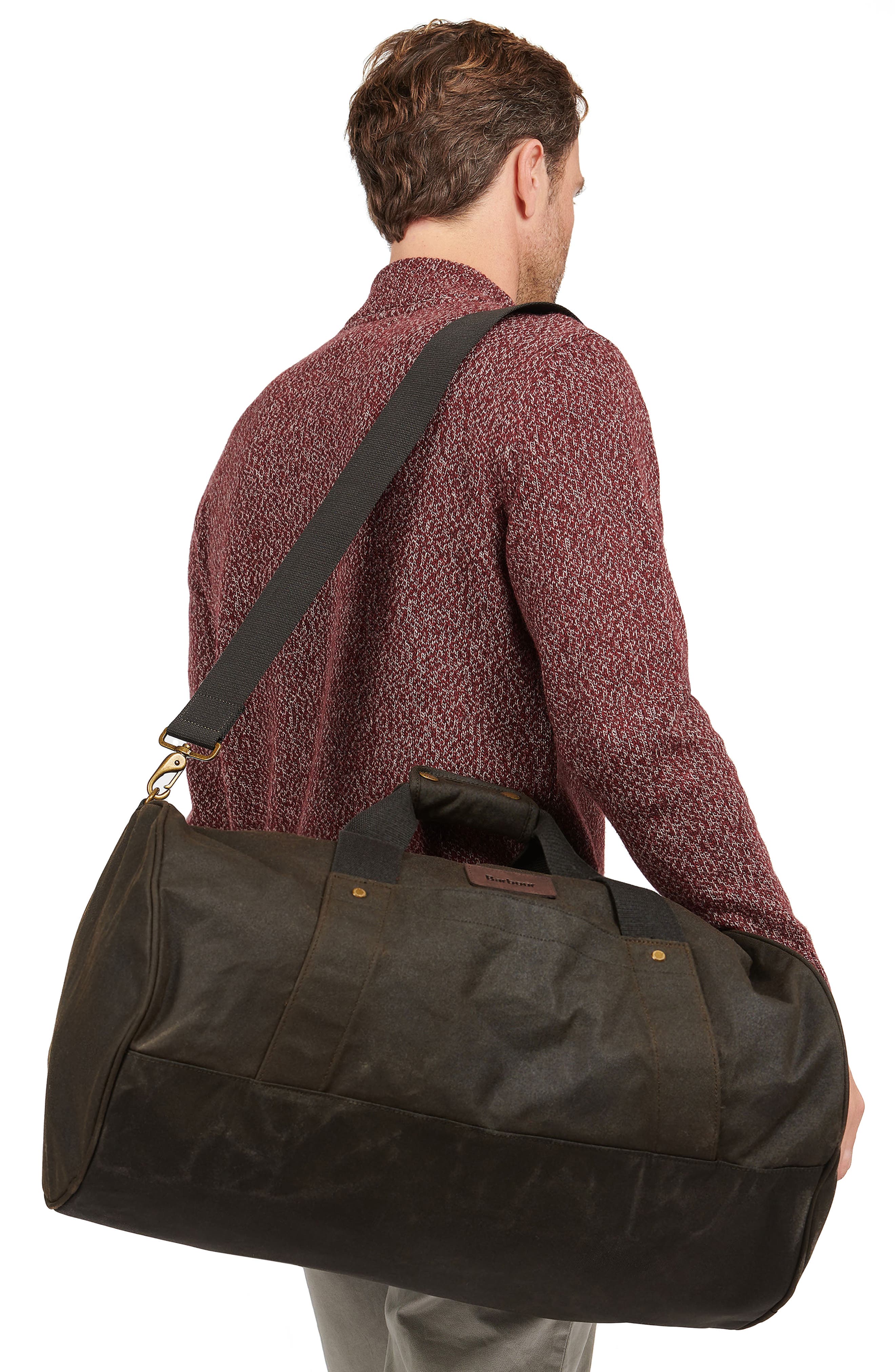 Barbour Explorer Waxed Cotton Canvas Duffle Bag, Alternate, color, 