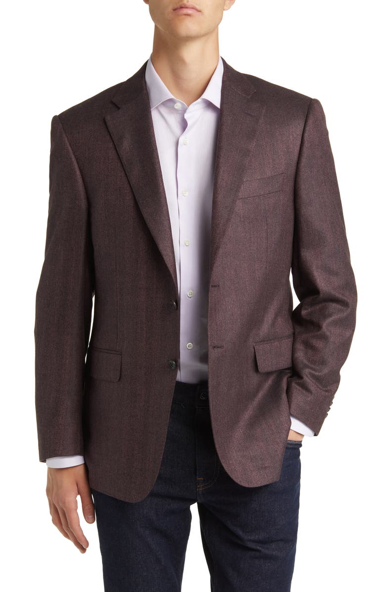 Canali Siena Regular Fit Chevron Herringbone Silk & Cashmere Sport Coat, Main, color,