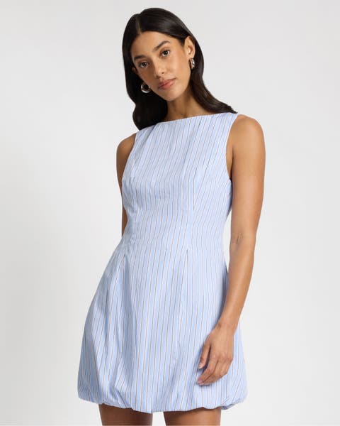 Boatneck Bubble Mini Dress