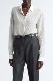 TOM FORD Diamond Print Silk Crepe Button-Up Shirt