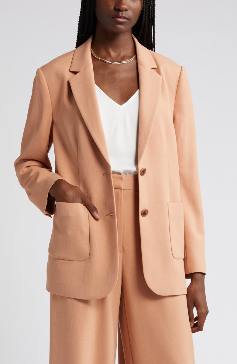 Nordstrom Textured Patch Pocket Blazer, Main, color, Tan Cork
