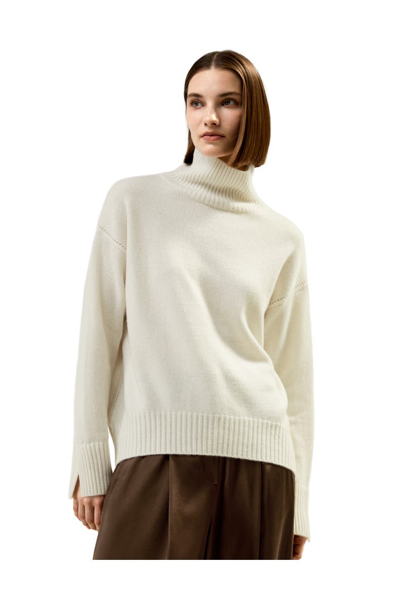 Lilysilk Turtleneck Relaxed-Fit Cashmere Sweater, Main, color, White