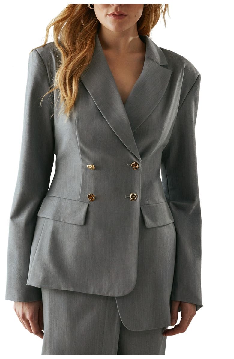 Warehouse Deconstructed Lace Up Blazer, Alternate, color, Dark Grey