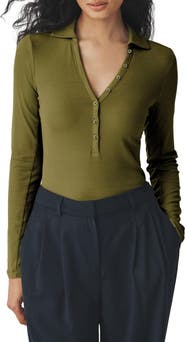 NEXT Collar Rib Long Sleeve Top
