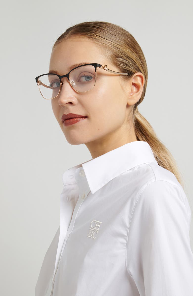 Carolina Herrera 54mm Cat Eye Reading Glasses, Alternate, color, Gold Black
