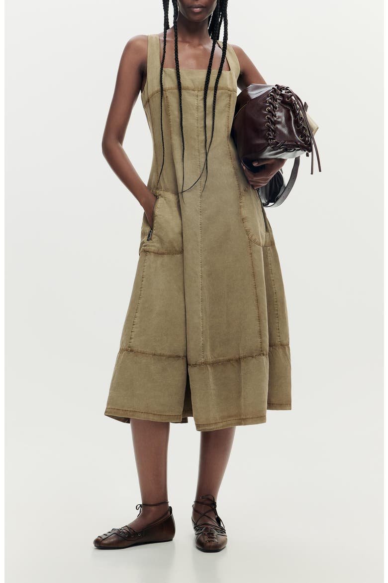 Sleeveless Denim A-Line Dress, Main, color, SAND