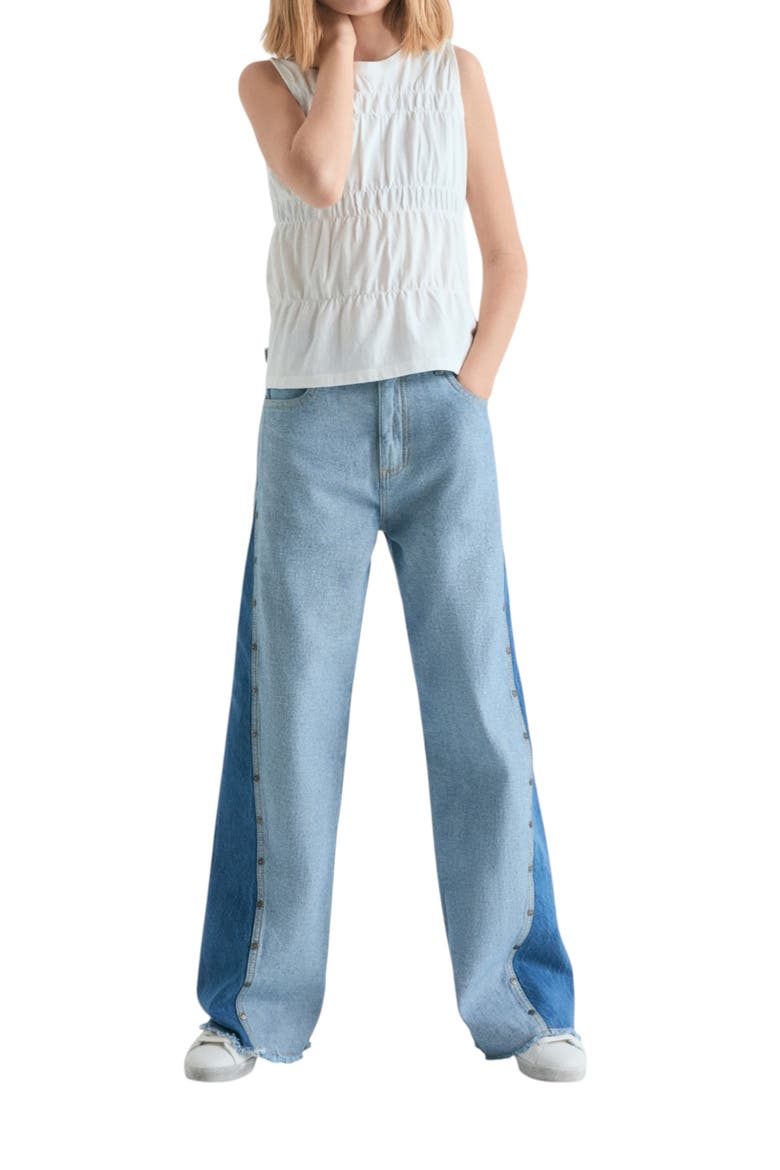 Kids Wide Leg Bicolor Denim Pants, Alternate, color, Denim