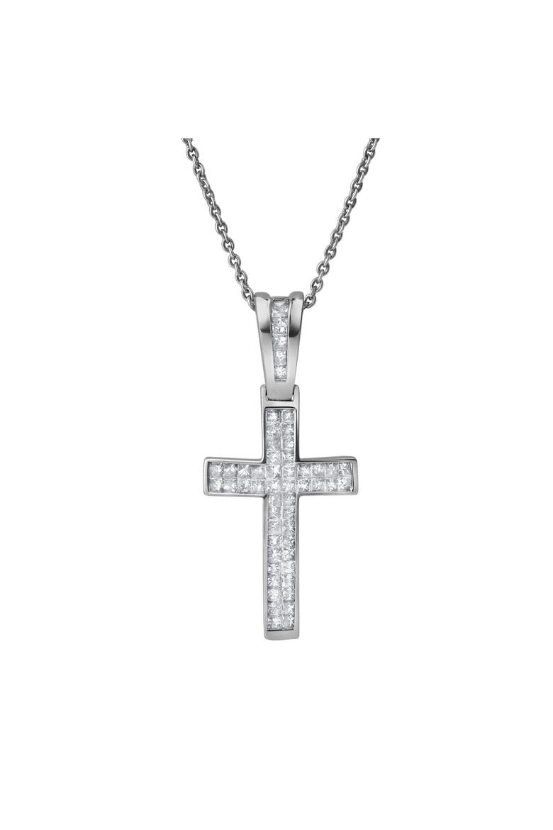 Seraphyne 1 Ct Cross 14K Gold Diamond Pendant, Main, color, 14K White Gold