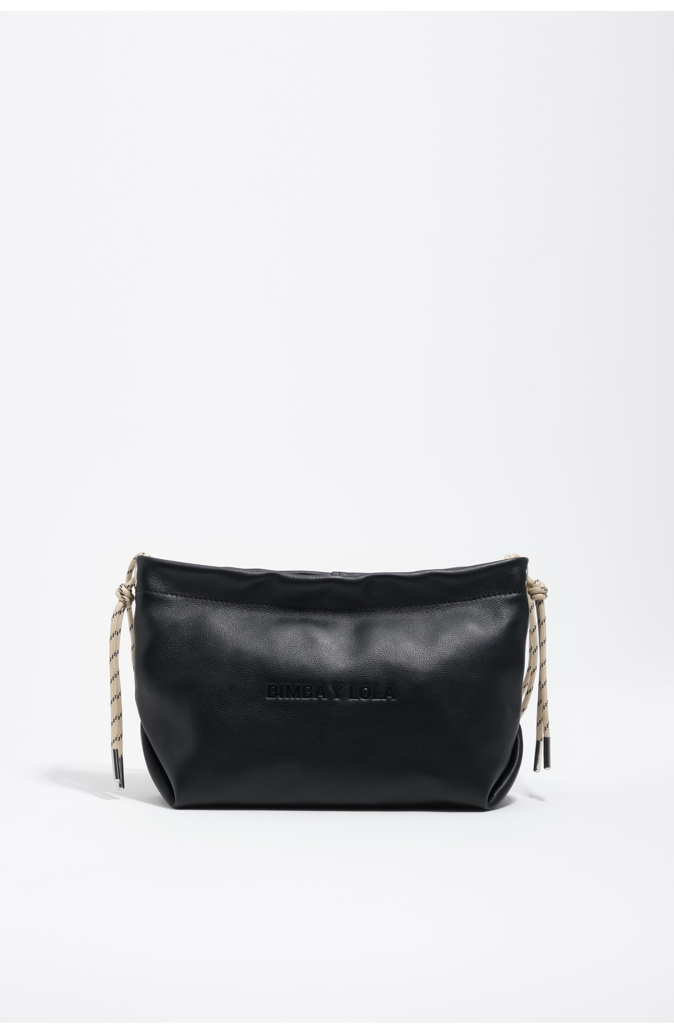 Bimba y Lola Medium Leather Shoulder Bag, Main, color, Black