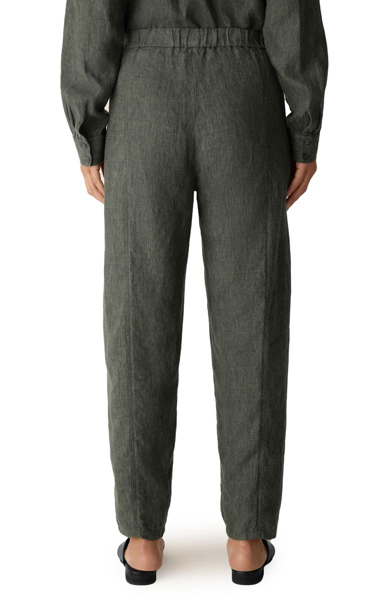 Eileen Fisher Pleated Organic Linen Lantern Ankle Pants, Alternate, color, Bay Leaf