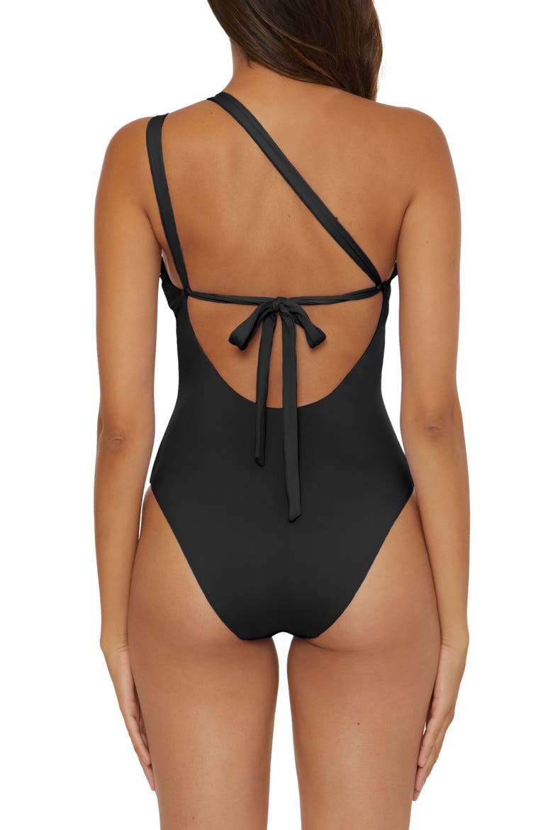 Tahiti One-Shoulder Cutout One-Piece Swimsuit, Alternate, color, BLACK