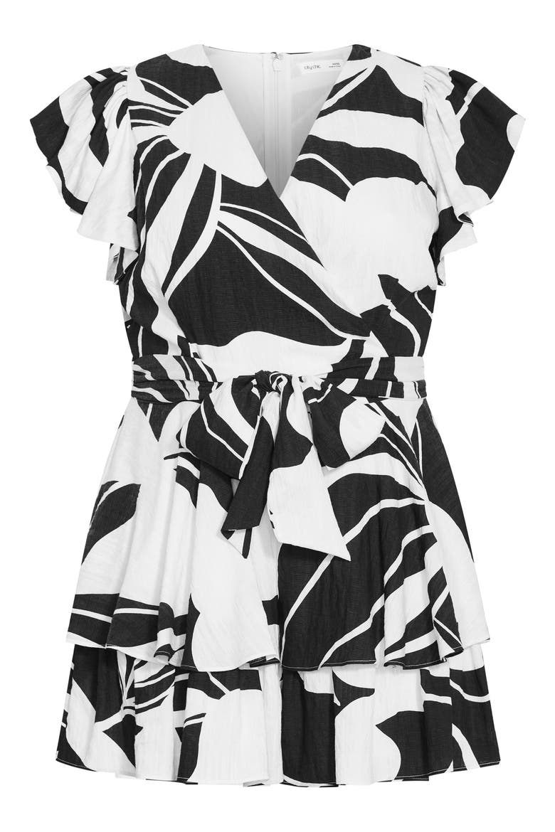 Floral Print Romper, Alternate, color, PALM PARADISE