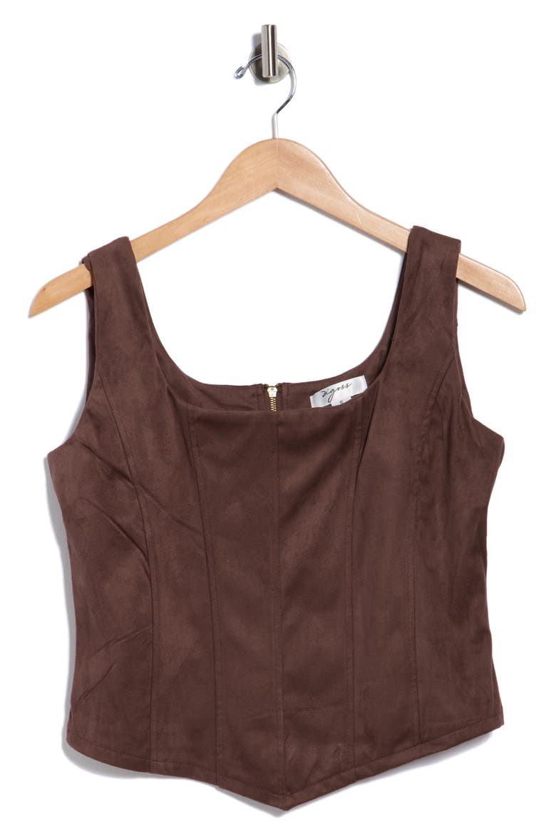 Faux Suede Corset Tank, Alternate, color, CHOCOLATE